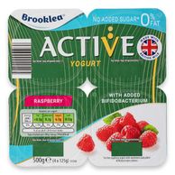 Active Yogurt Raspberry 500g (4x125g) Brooklea